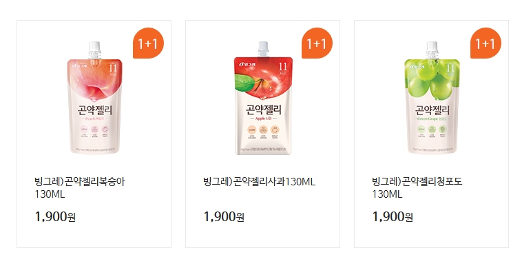 2025년 4월 행사상품 곤약젤리 원플러스원 가격대는 1900원
