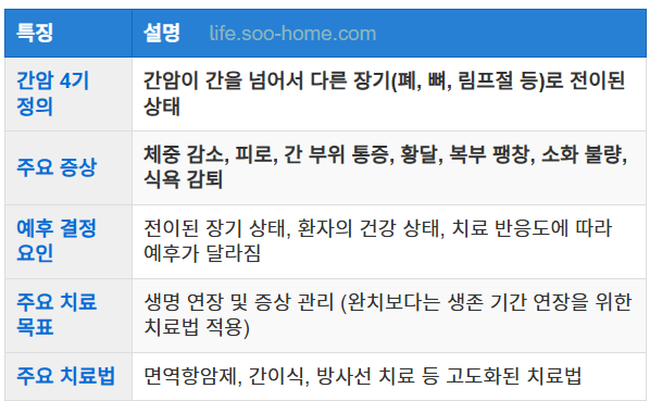 간암 4기의 정의와 주요 특징