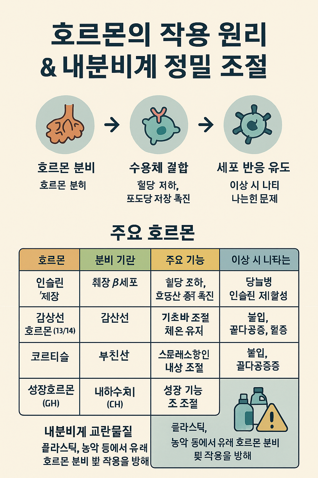 호르몬의 작용 원리와 내분비계 시스템의 정교한 조절 구조관련 이미지