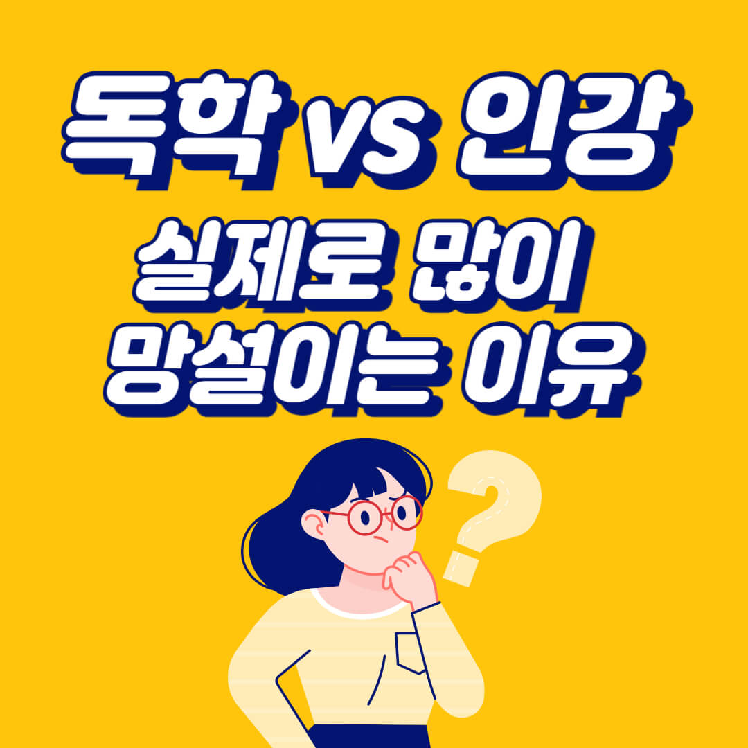 독학으로 할지 인강을 들을지 고민하는 상황을 표현한 대표 이미지