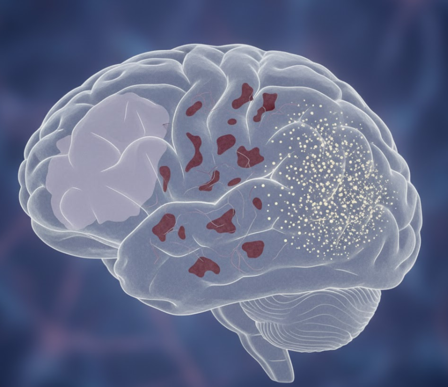 알츠하이머, 혈관성, 루치체 치매를 보여주는 뇌구조