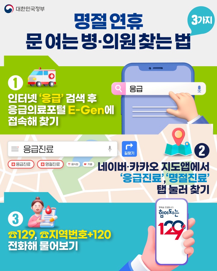 설 연휴 문 연 병원 의원 약국 찾는 법 - 'e-gen'에서 확인 가능