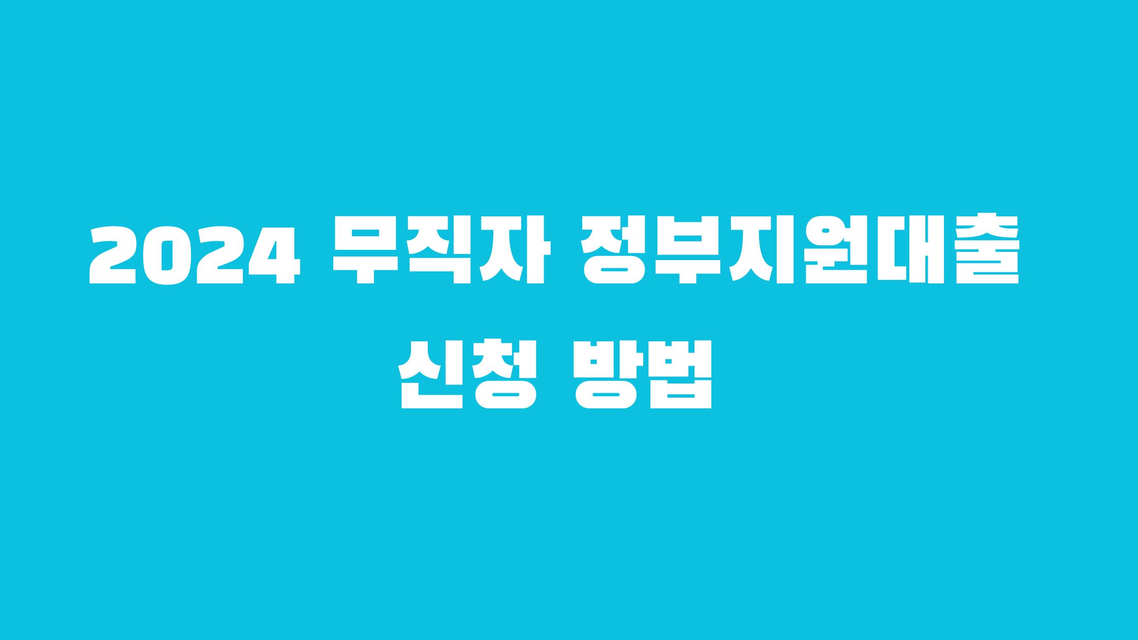 2024 무직자 정부 지원 대출 종류
