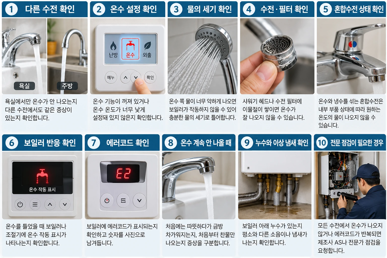 보일러 온수 안 나올 때 확인 순서