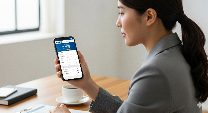 여성이 스마트폰으로 근로장려금 신청 화면을 보는 모습