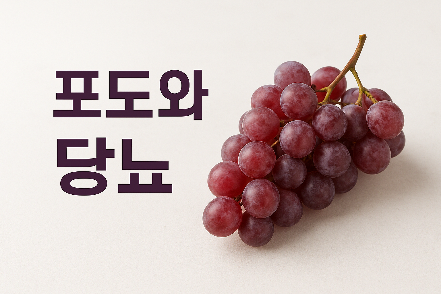 밝은 배경 위에 놓인 붉은 포도송이와 ‘포도와 당뇨’라는 문구가 함께 있는 심플한 썸네일 이미지