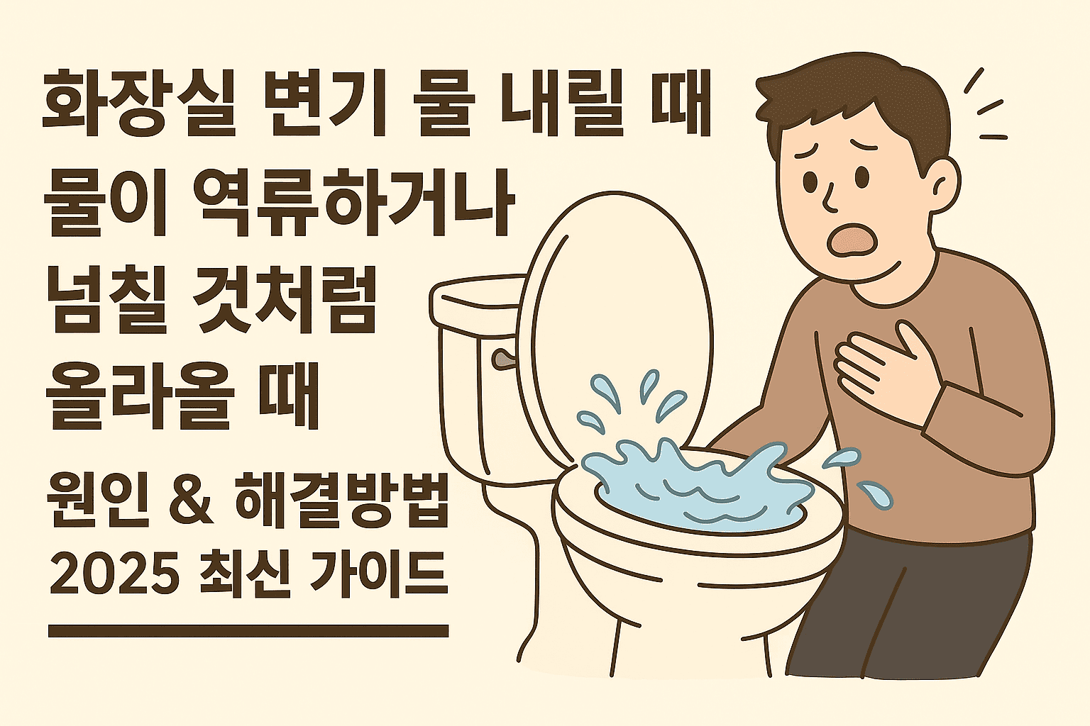 화장실 변기 물 내릴 때 물이 역류하거나 넘칠 것처럼 올라올 때 원인 &amp; 해결방법 ❘ 2025 최신 가이드