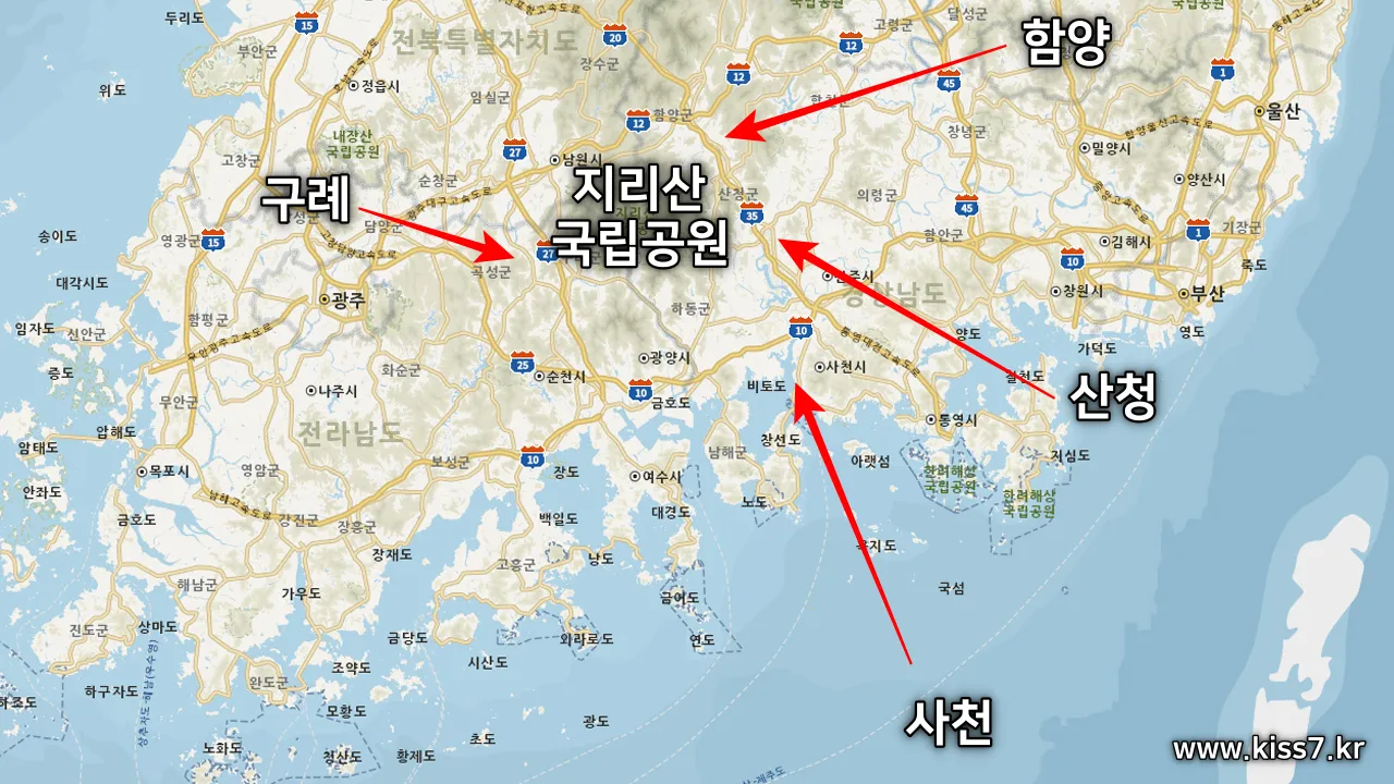 1998년 지리산 폭우 지도 - 물에 밀려 온 시신이 사천을 지나 가기도 했다.