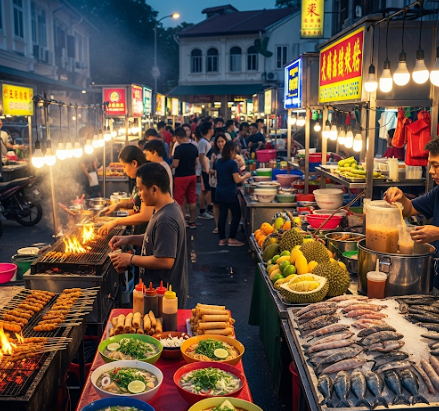 해외여행 중 야시장의 길거리음식