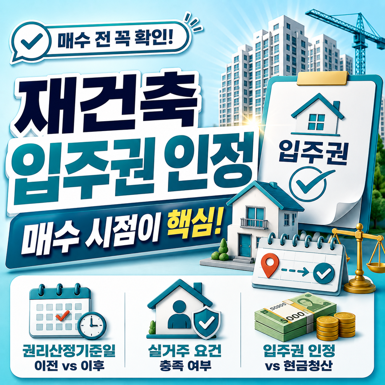 재건축 입주권 인정 기준과 매수 시점별 조합원 자격 차이 설명