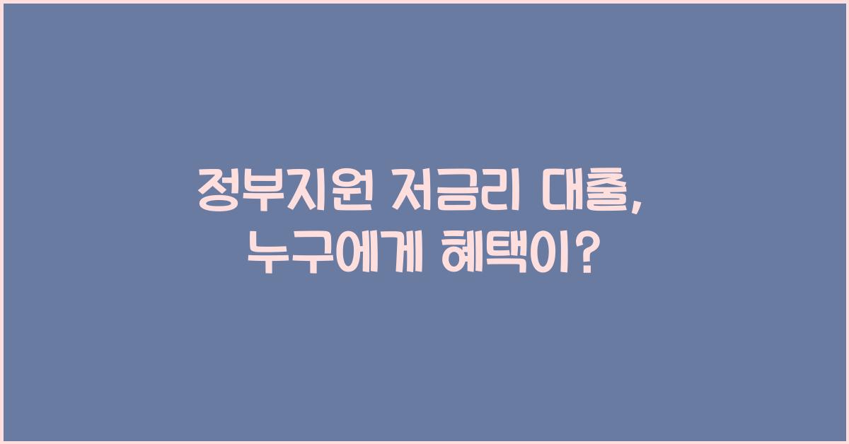 정부지원 저금리 대출