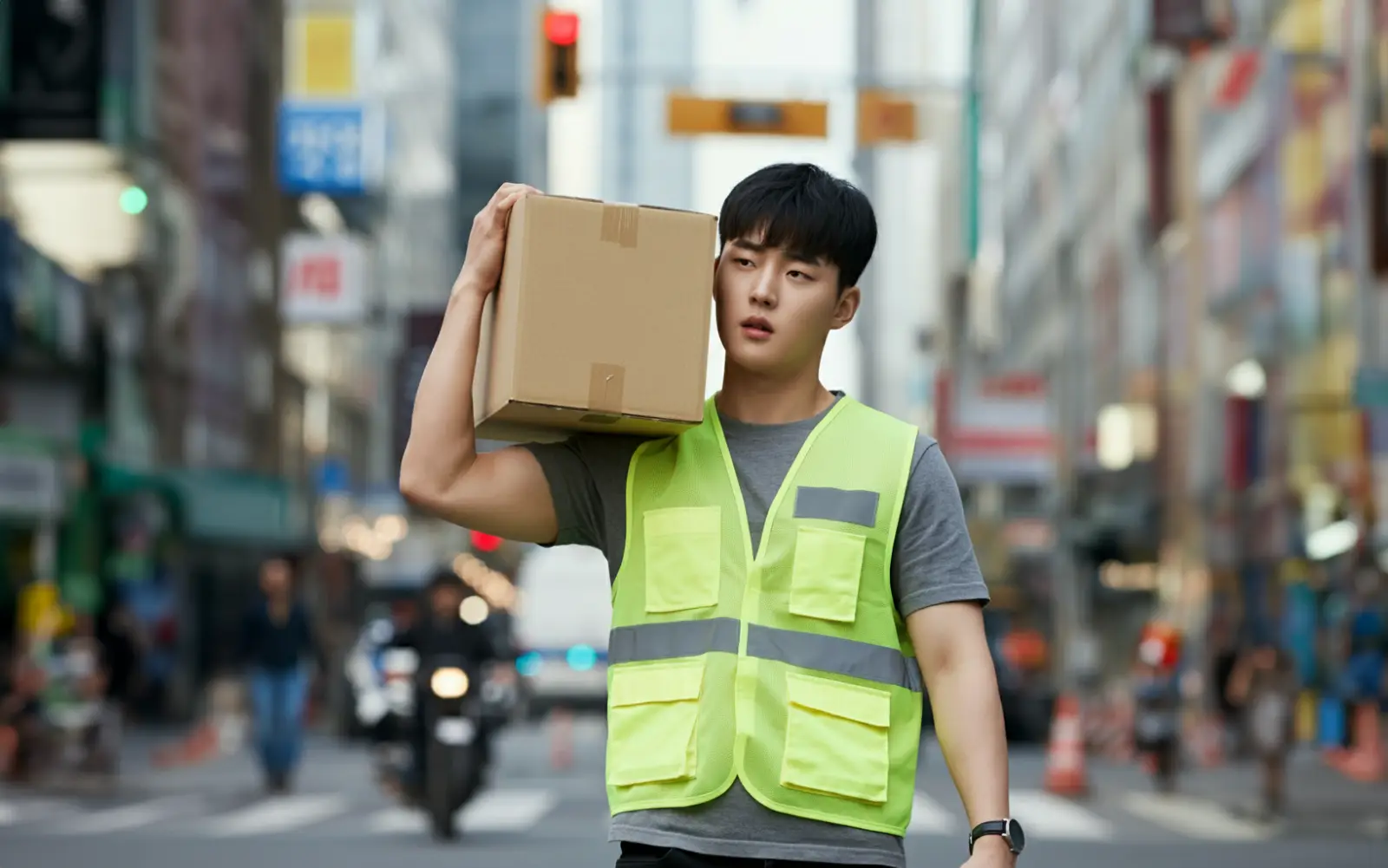 택배를 배송하는 남성