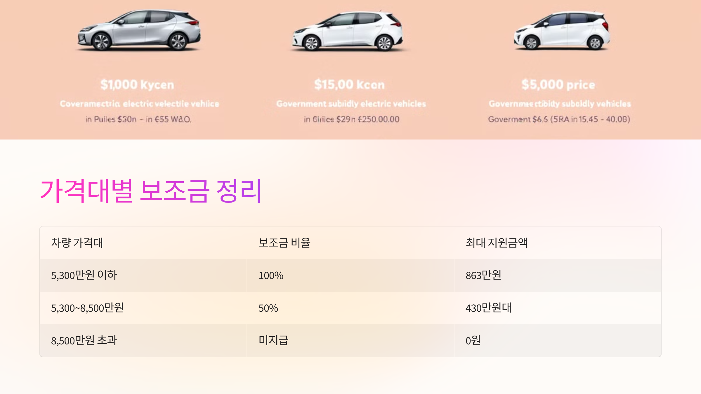 📊 전기차 가격대별 보조금 정리