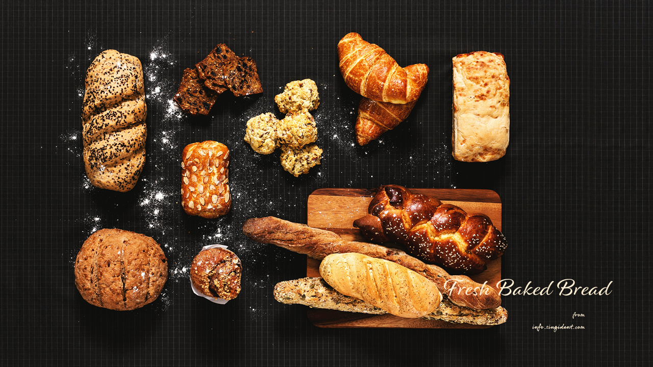 16 빵 모음 어두운배경 C - Fresh Baked Bread 갈색배경화면