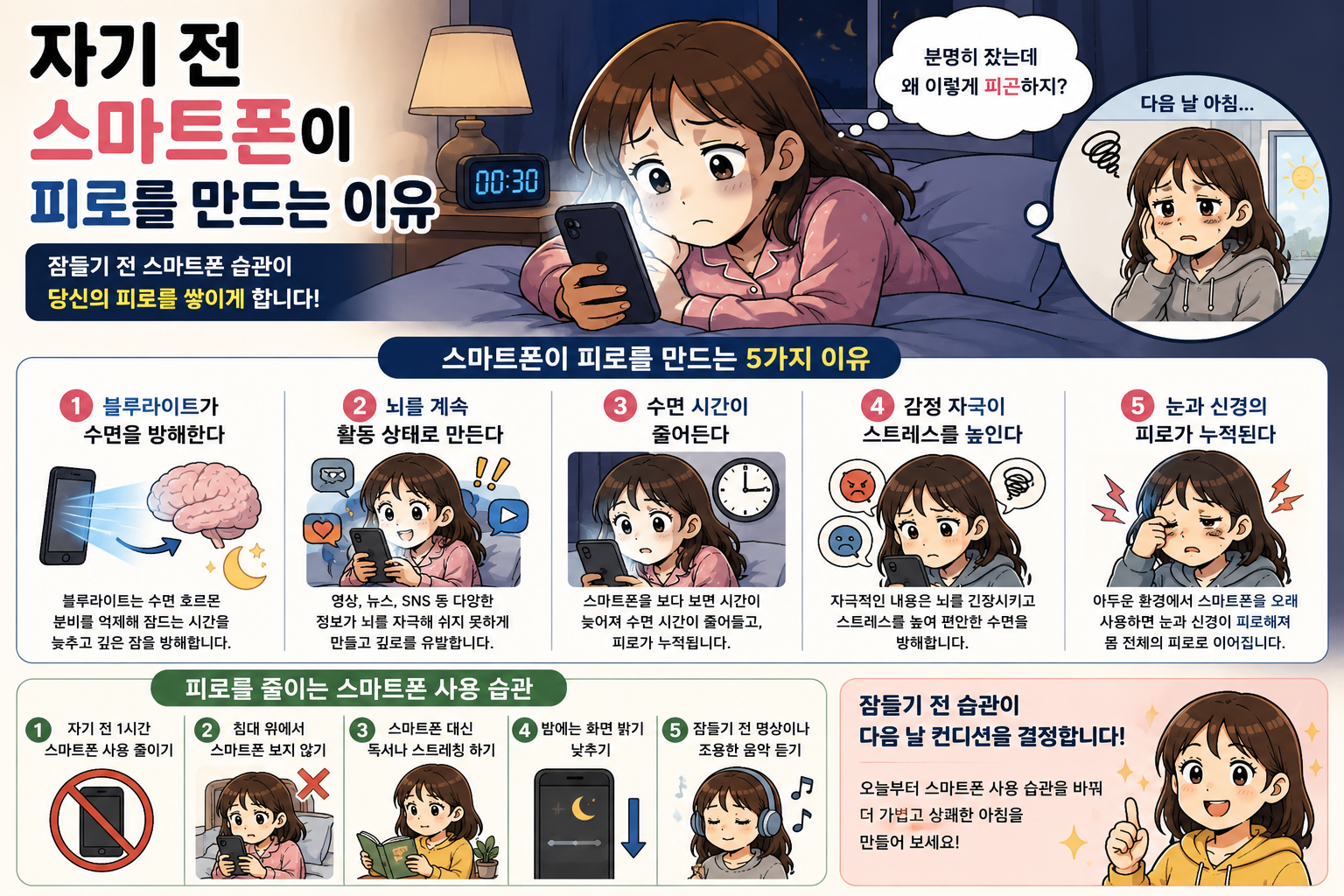 자기 전 스마트폰이 피로를 만드는 이유