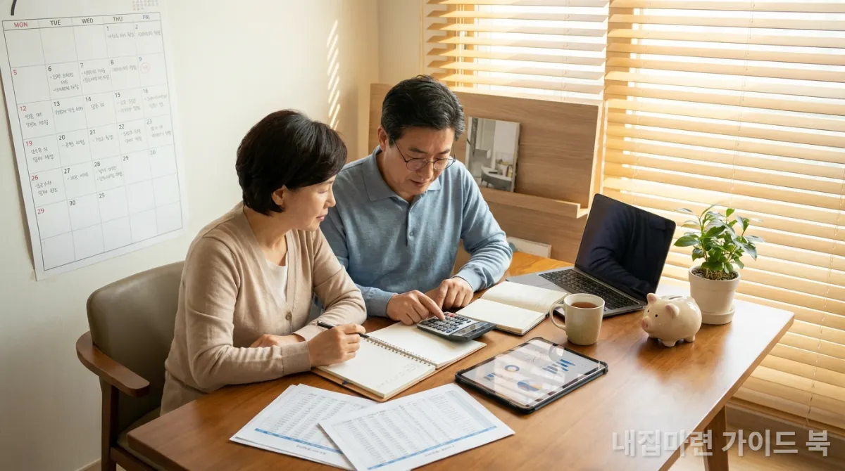 재정 계획을 세우는 한국인 부부