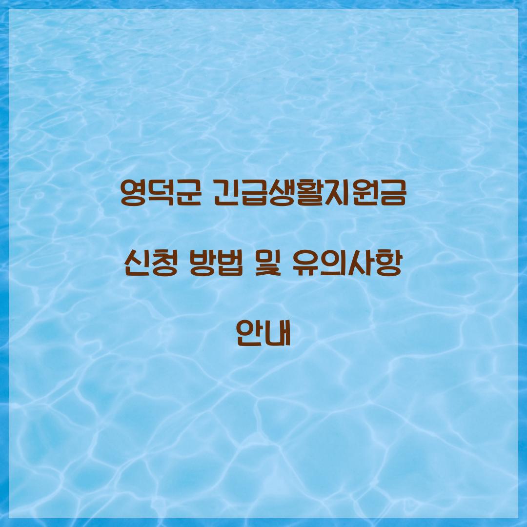 영덕군 긴급생활지원금 신청