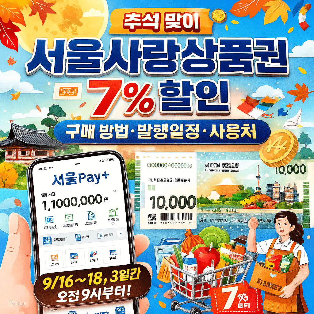 추석 서울사랑상품권 7% 할인 구매 이미지 사진