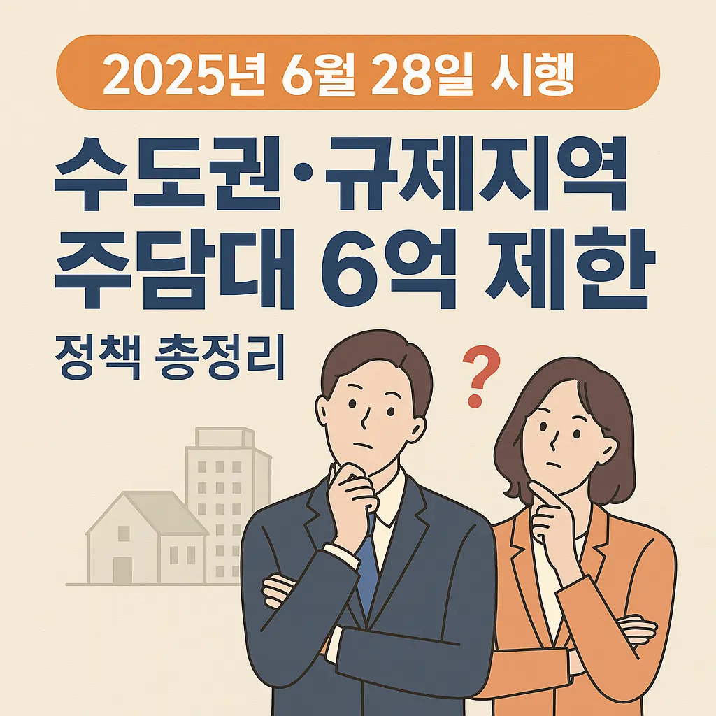 2025년 6월 28일 시행! 수도권 주담대 6억 제한 정책 총정리