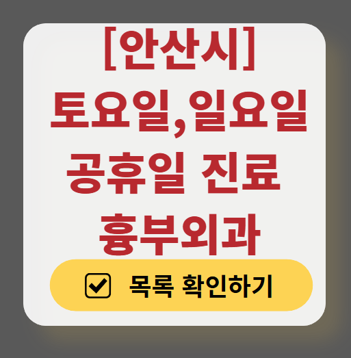 안산시 주말 토요일 일요일 흉부외과 진료 병원 목록 ❘ 공휴일 진료 영업 병원 리스트 찾기