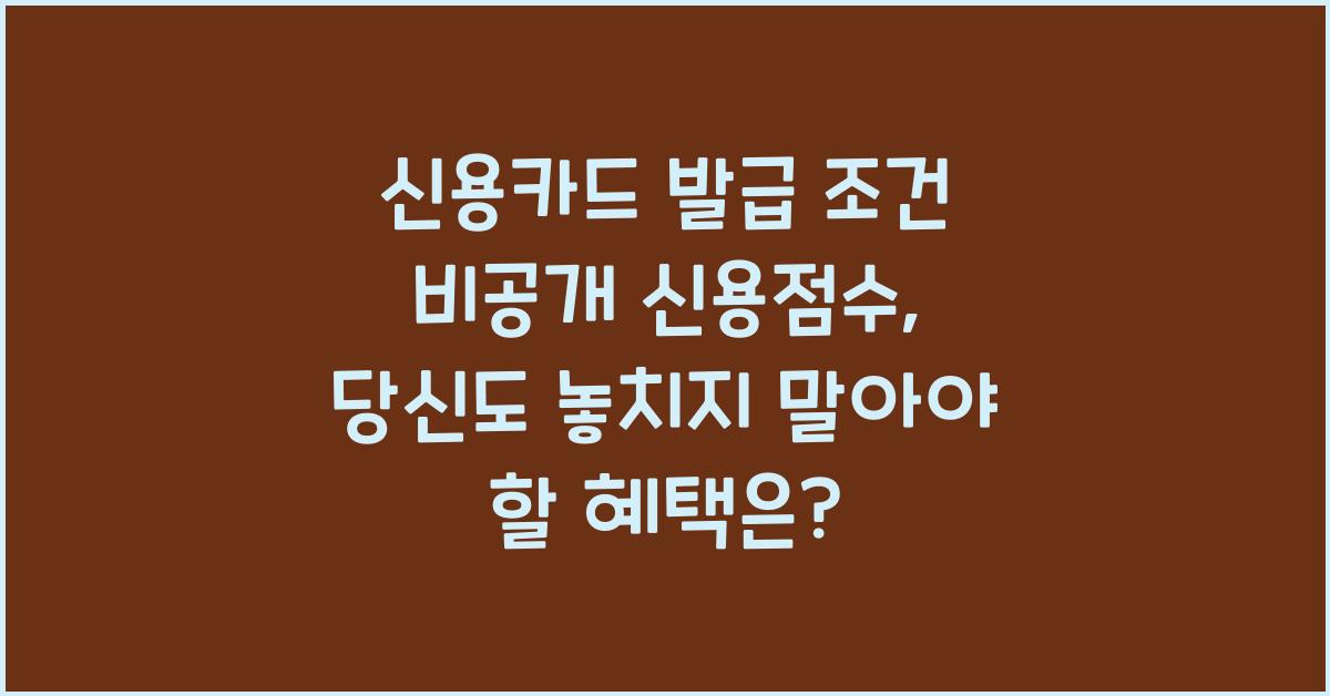 신용카드 발급 조건 비공개 신용점수
