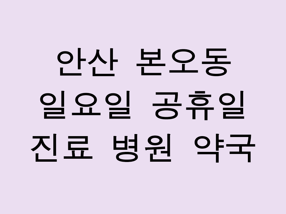 안산 본오동 일요일 공휴일 진료 병원 약국 정보