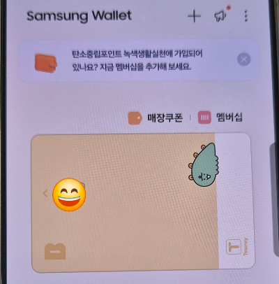 삼성페이에 등록된 카카오뱅크mini 사진