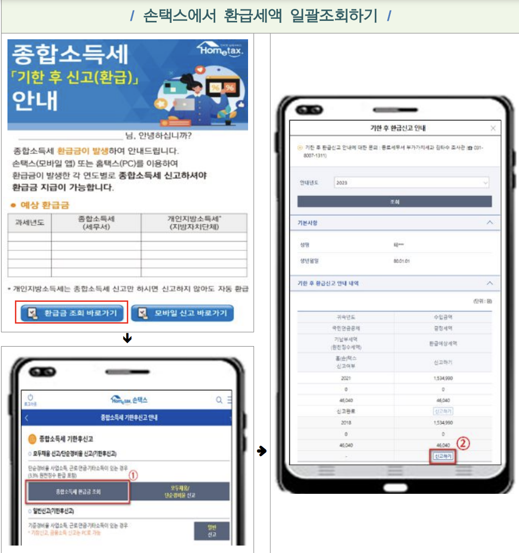 소득세 환급금 대상 신청