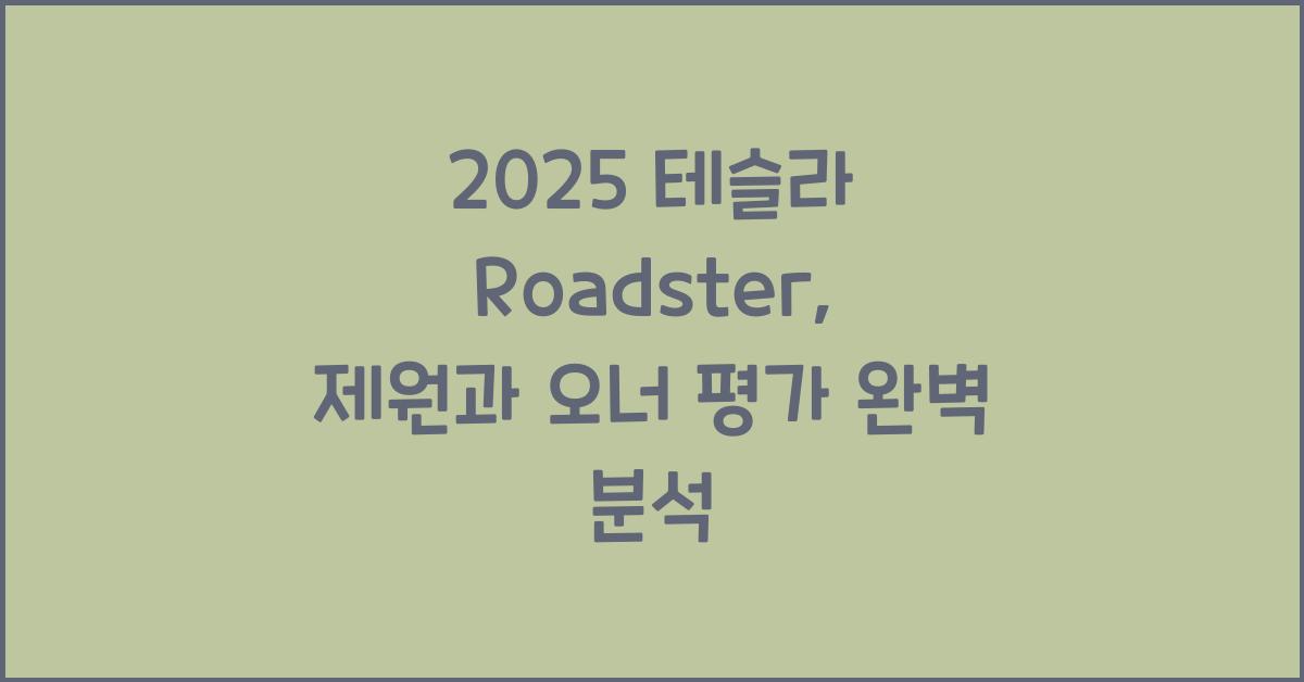 2025 테슬라 Roadster 제원 연비 장단점 유지비 오너평가