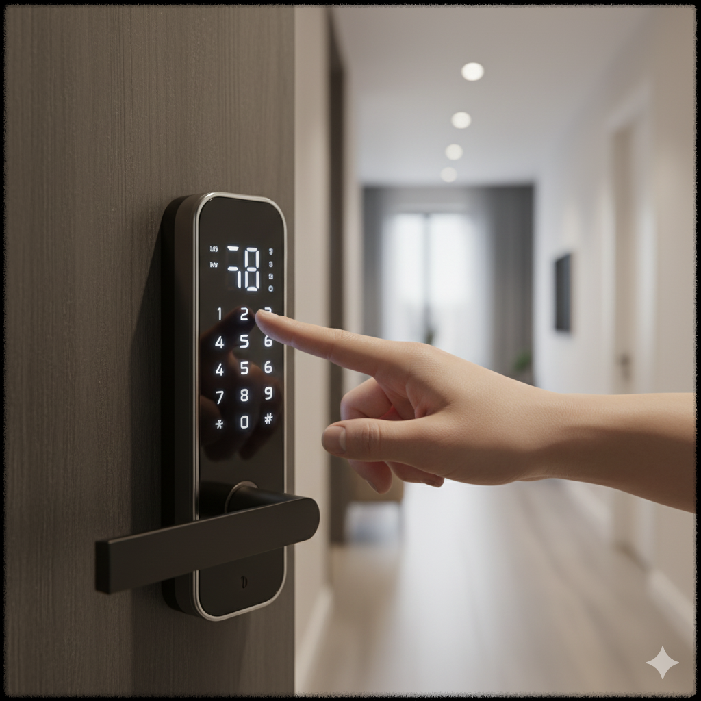 셀프 체크인을 위한 아파트 현관 디지털 스마트 도어록