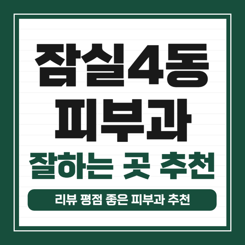 송파구 잠실4동 피부과 유명한 곳 모공 레이저 잘하는 곳 추천 TOP 5