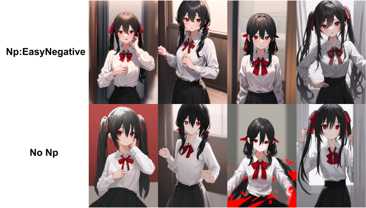 부정적 프롬프트에 EasyNagative를 넣으면 품질이 향상됩니다.
