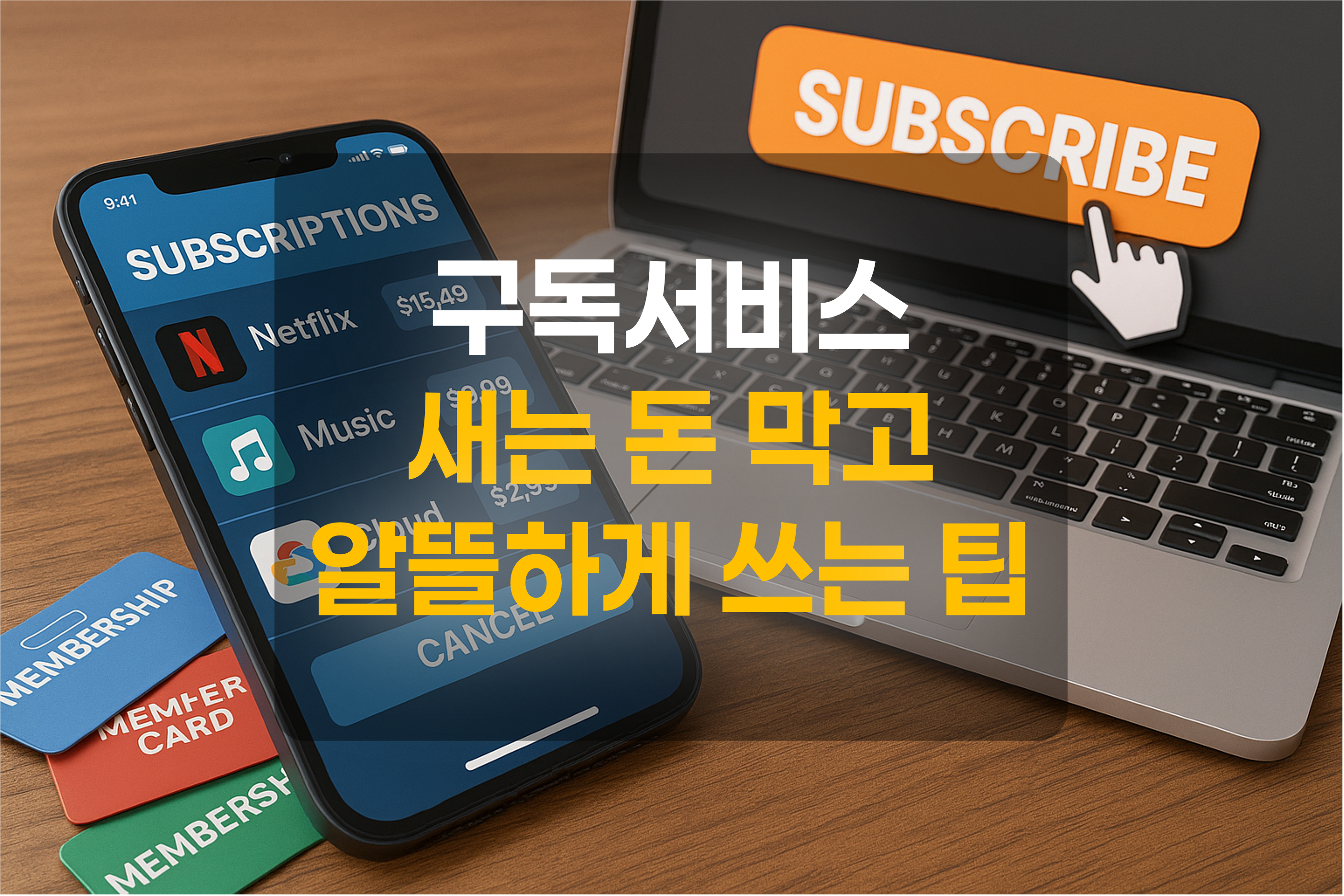 구독서비스를 의미하는 스마트폰과 노트북의 화면을 표현한 그림