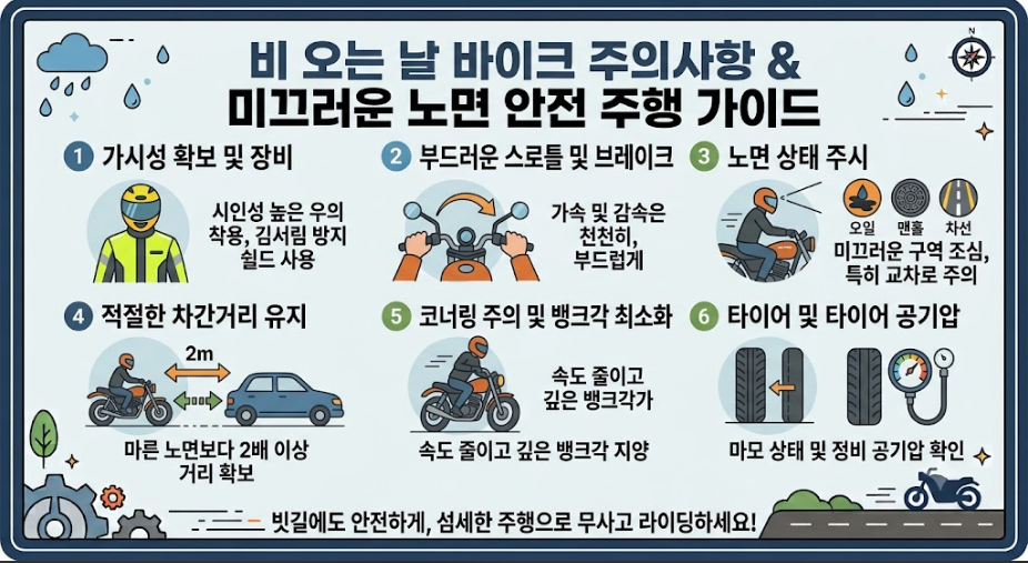 비오는날 바이크 주의사항