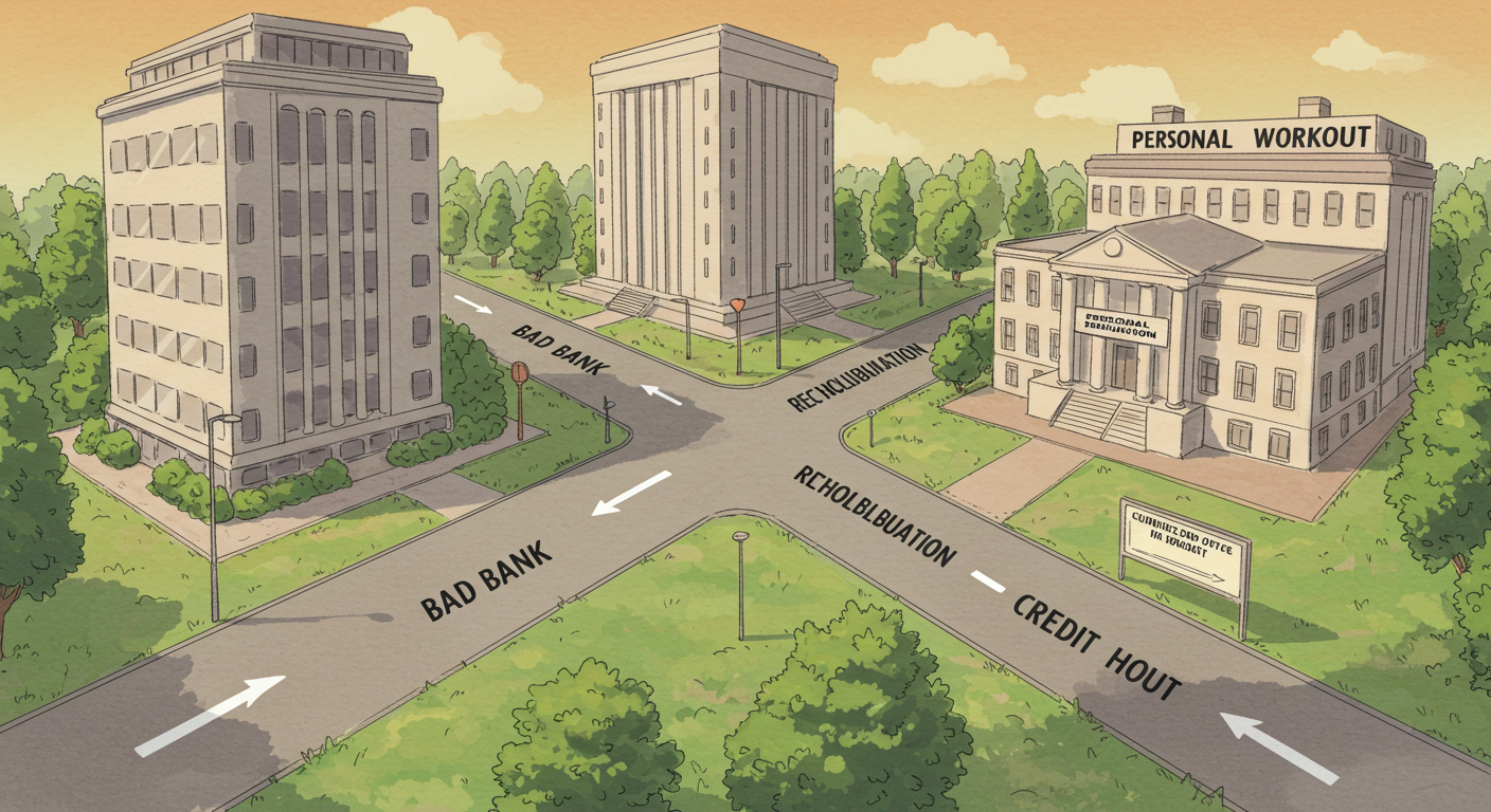 배드뱅크 개인회생 워크아웃 차이를 보여주는 길 그림