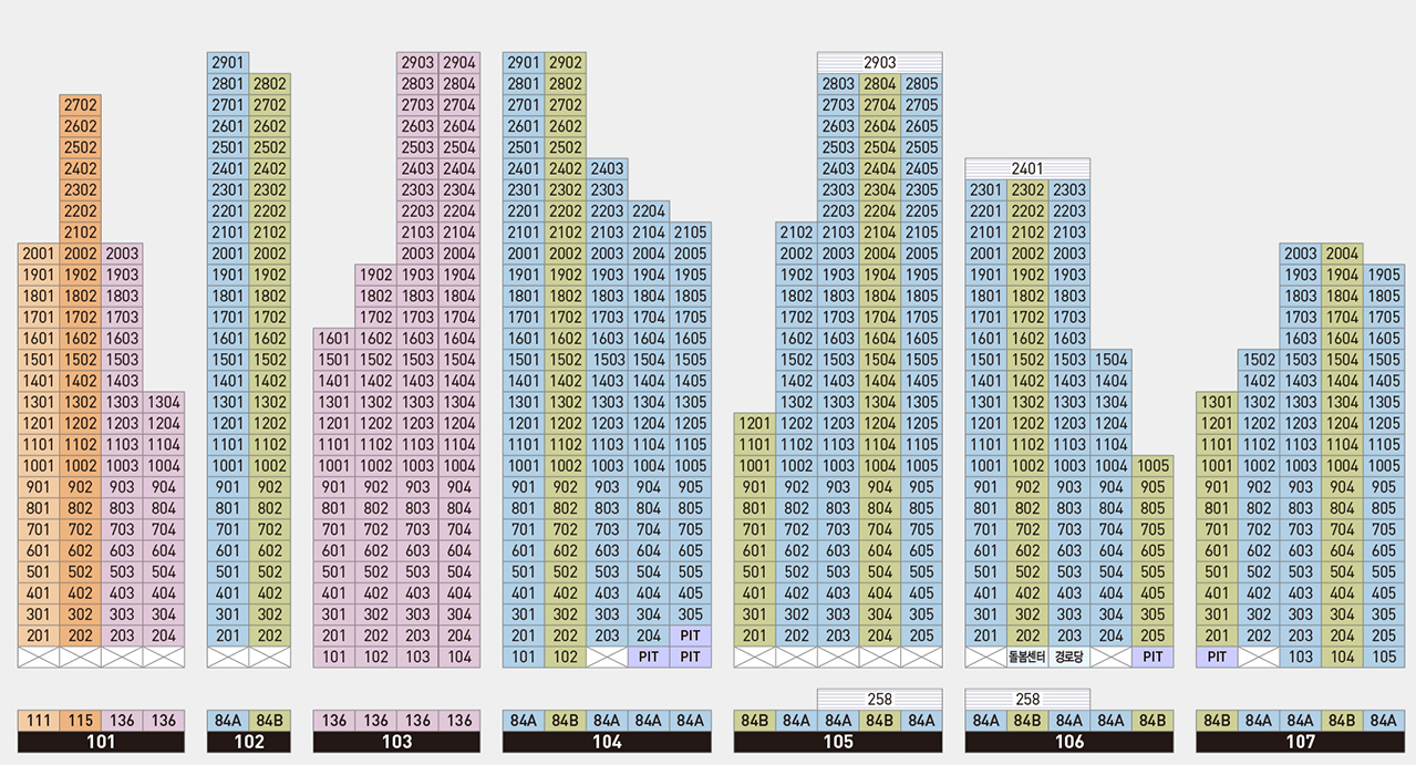 군산 한라비발디 더프라임 동·호라인 배치도