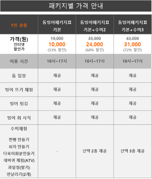 돔빙어패키지-가격정보
