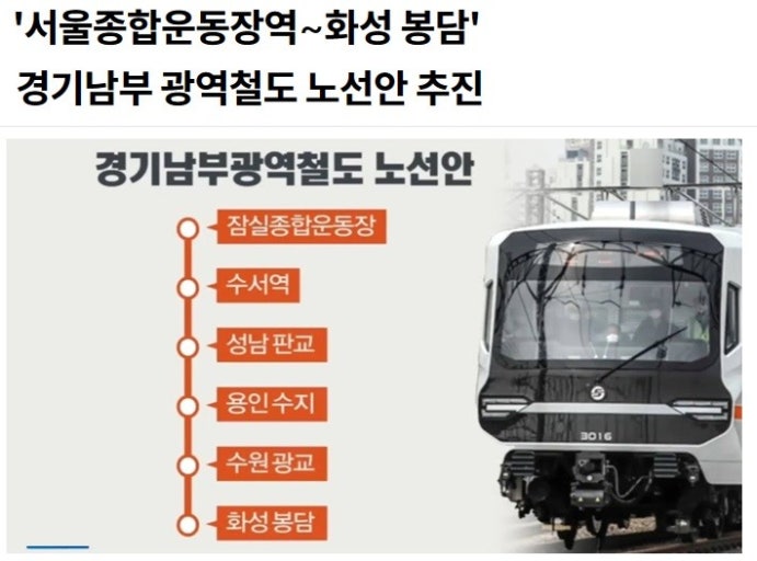 경기남부광역철도 수혜 지역 및 정거장별 지역 투자 