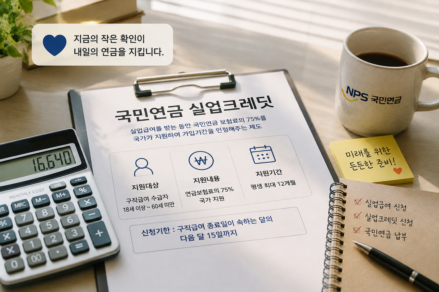 국민연금 실업크레딧 지원 내용