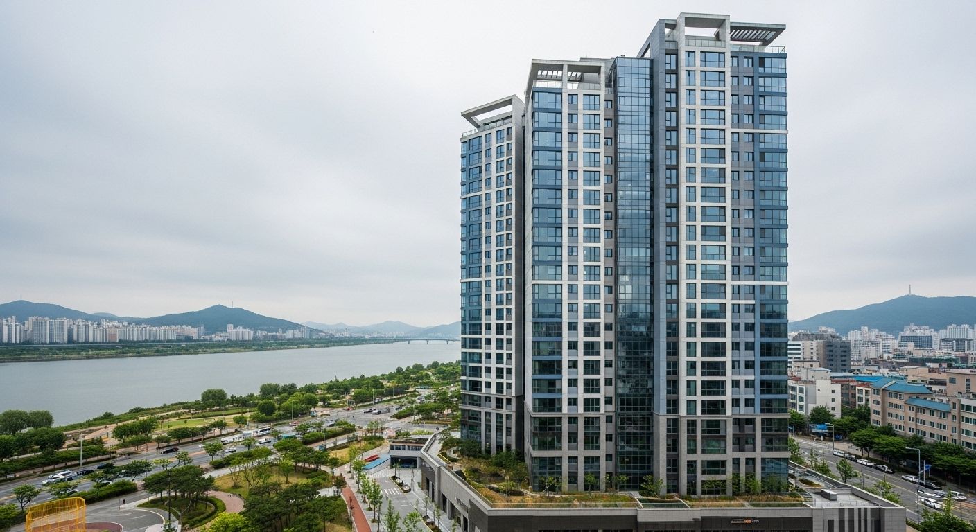 강변 고층 아파트 실사