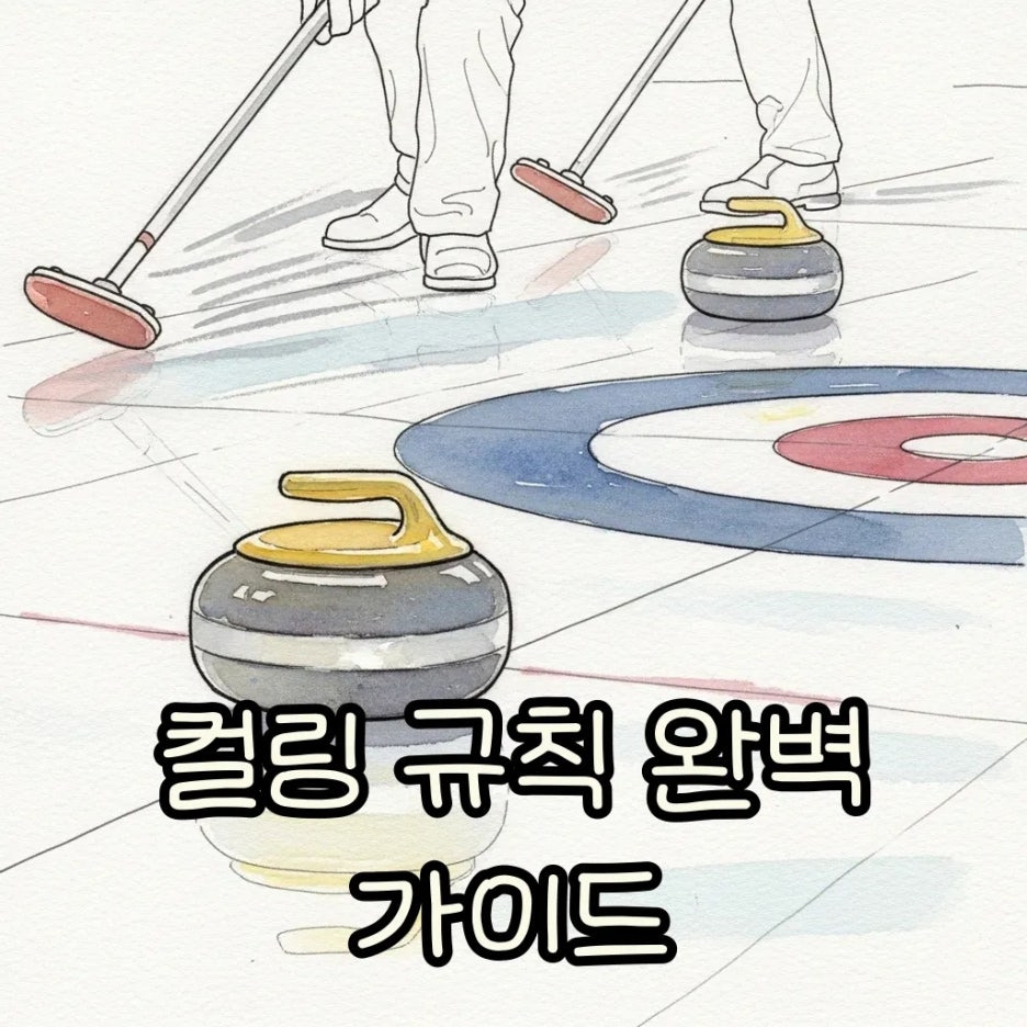 얼음 위를 미끄러지는 컬링 스톤과 스위핑