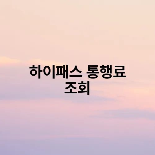 하이패스 통행료 조회