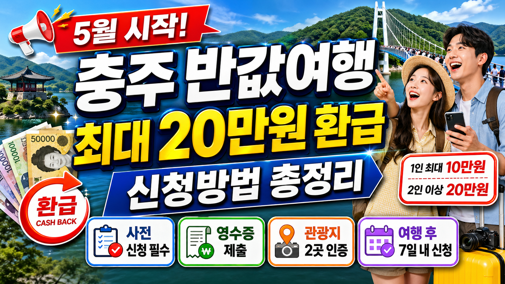 충주 반값여행 5월부터 시작, 여행비 최대 20만원 환급받는 방법