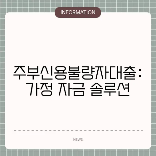 주부신용불량자대출: 가정 자금 솔루션