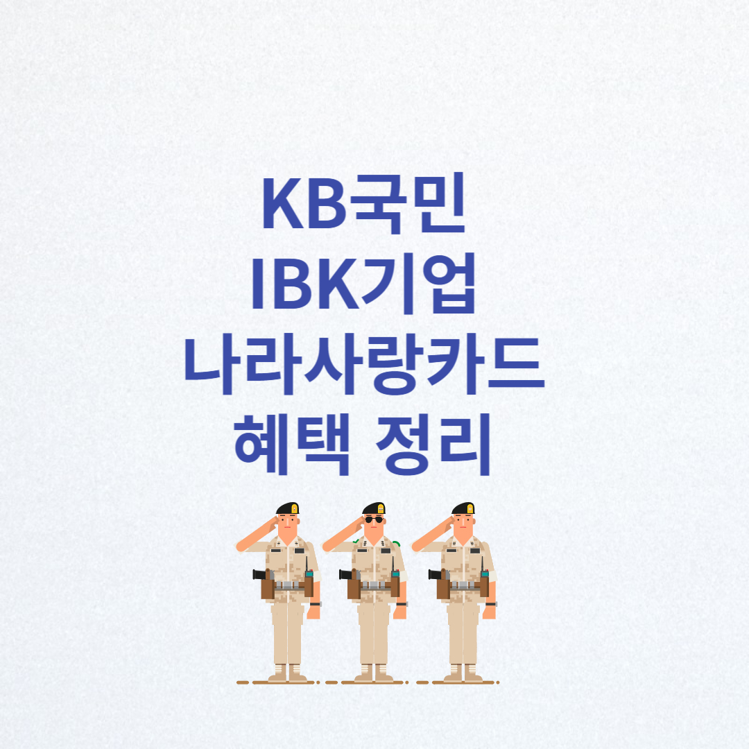 나라사랑카드 KB국민 IBK기업 카드 혜택