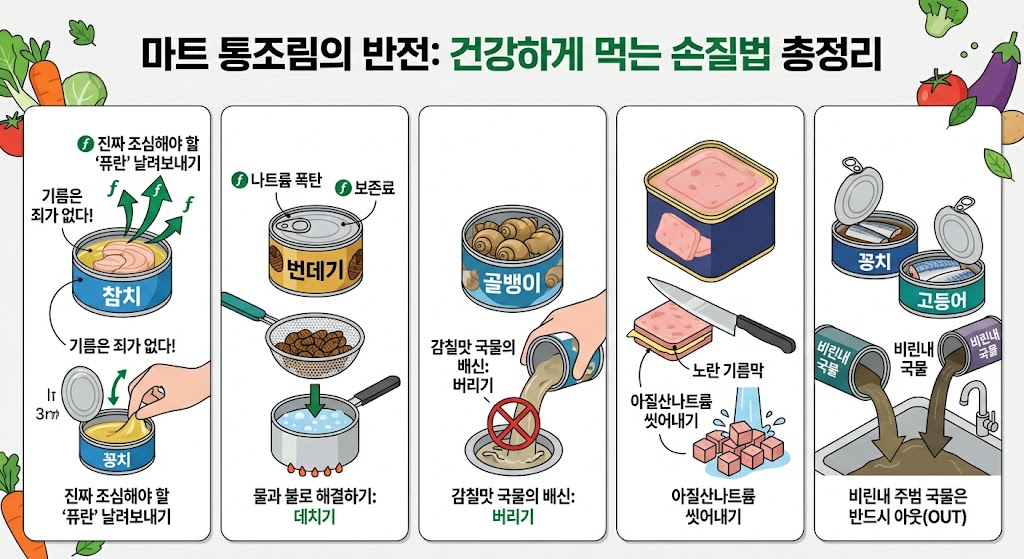 마트에서 집어온 통조림의 충격적인 반전! 건강하게 먹는 손질법 총정리