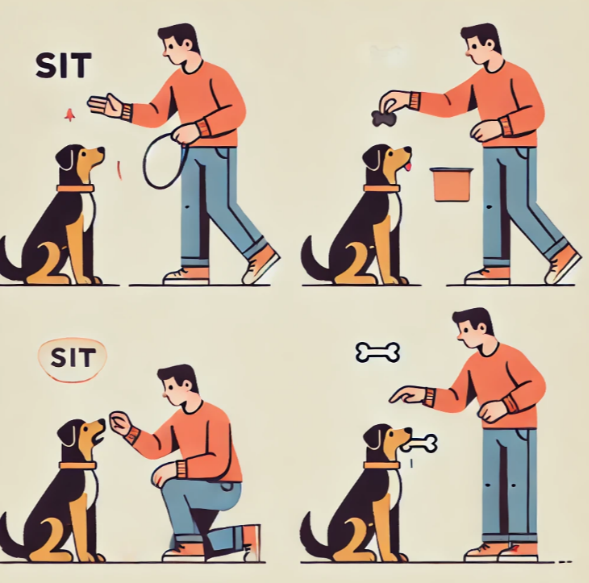 강아지 훈련 강화하는 모습