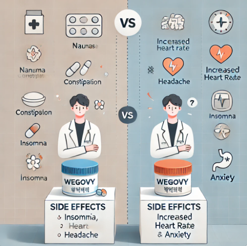 위고비 vs 식욕억제제 부작용 관련 이미지