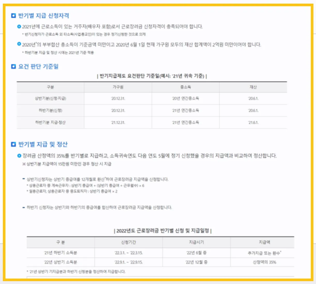 근로장려금 신청자격