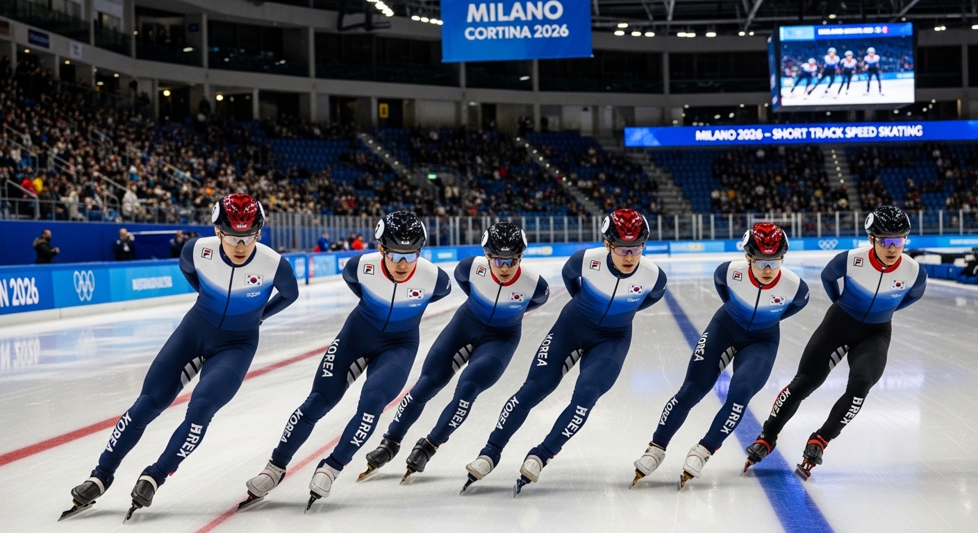 2026 밀라노-코르티나 동계올림픽 쇼트트랙 경기를 준비하는 대한민국 국가대표 선수들의 비장한 모습